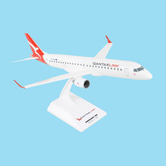 Showcase Qantas's modern regional fleet with this impressive 1/100 scale E190 from Skymarks, featuring the iconic Qantas livery. This expertly crafted collectible captures the efficiency and elegance of the Brazilian-built regional jet that connects Australia's cities with style and reliability. www.defenceqstore.com.au