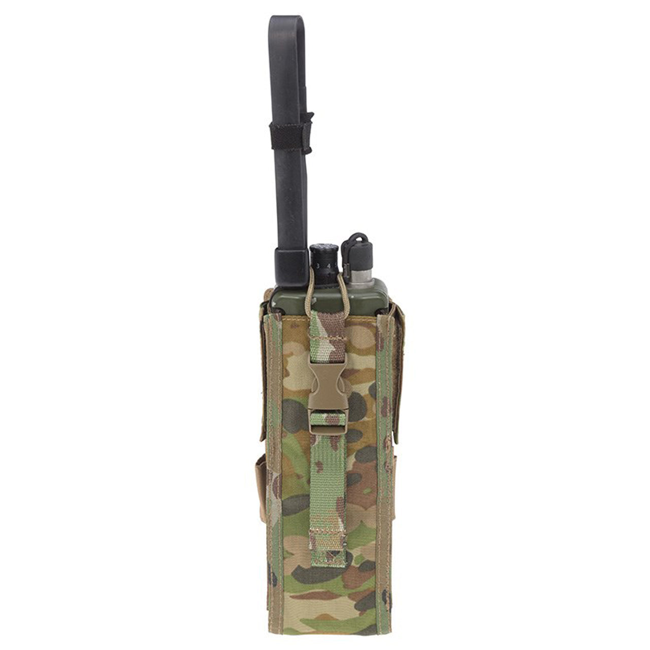 This pouch has been designed to fit the in service Harris 152 Radio with GPS module. The drop down feature of this pouch gives quick access to the screen and control panel of the radio without the need to remove the radio. www.defenceqstore.com.au