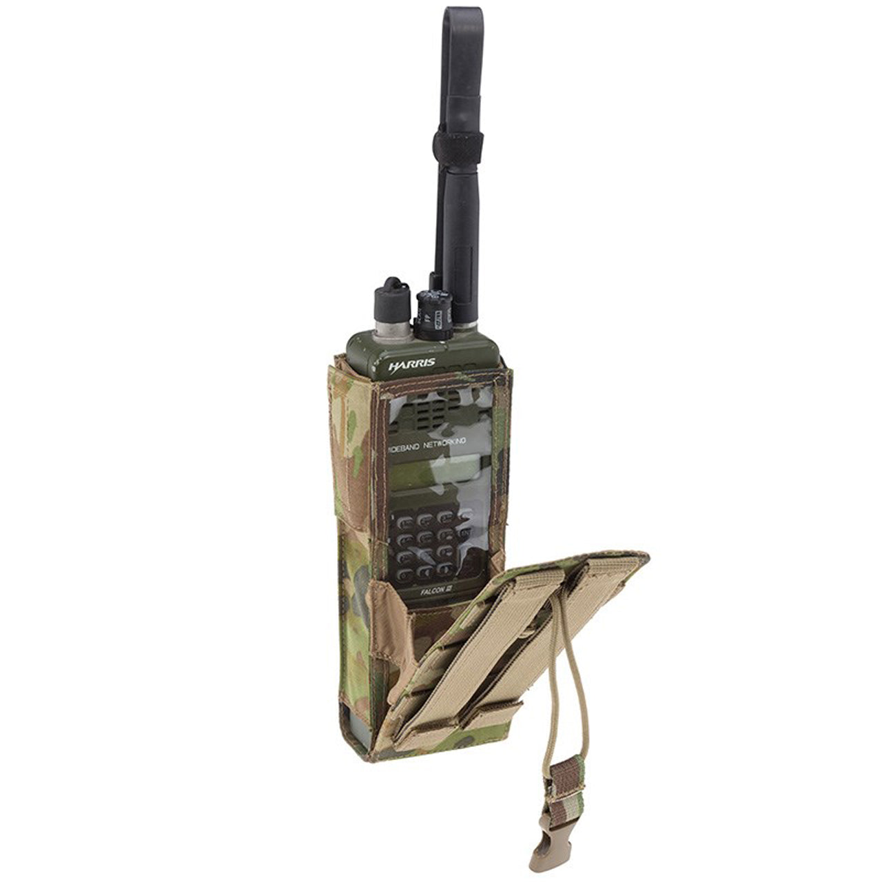 This pouch has been designed to fit the in service Harris 152 Radio with GPS module. The drop down feature of this pouch gives quick access to the screen and control panel of the radio without the need to remove the radio. www.defenceqstore.com.au
