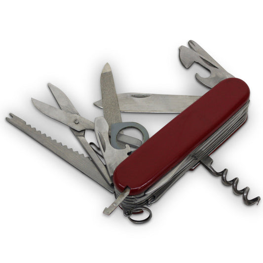 Can opener to saw this 16 function tool has it all. Reamer, fish scaler, magnifying glass, scissors and Phillips head screwdriver are just a few of the tools you’ll be able to use on your adventures with this multi-purpose knife. www.defenceqstore.com.au