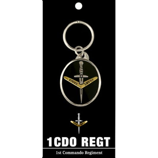 Show off your sense of daring with the 1 CDO REGT Key Ring! This 40mm gold plated beauty is sure to spark conversations - all while keeping your keys organised with style. www.defenceqstore.com.au