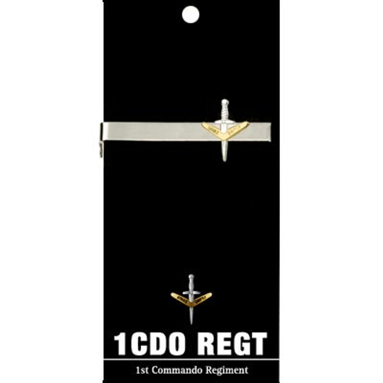 Add a touch of elegance to your look with the 1st Commando Regiment (1 CDO REGT) 20mm enamel tie bar! Crafted with gold-plated material, this gorgeous tie bar is perfect for any work or formal occasion. www.defenceqstore.com.au
