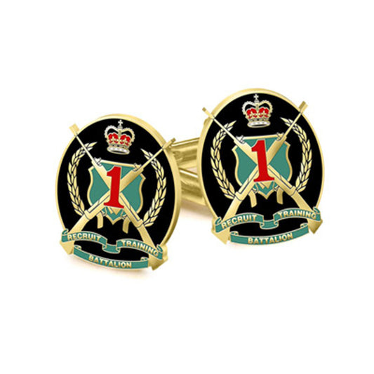 Show your pride and commitment with these sparkling 1st Recruit Training Battalion (1 RTB) 20mm cuff links. With full colour enamel and gold plating, these gorgeous accessories will bring a touch of style to any work outfit or special occasion. www.defenceqstore.com.au