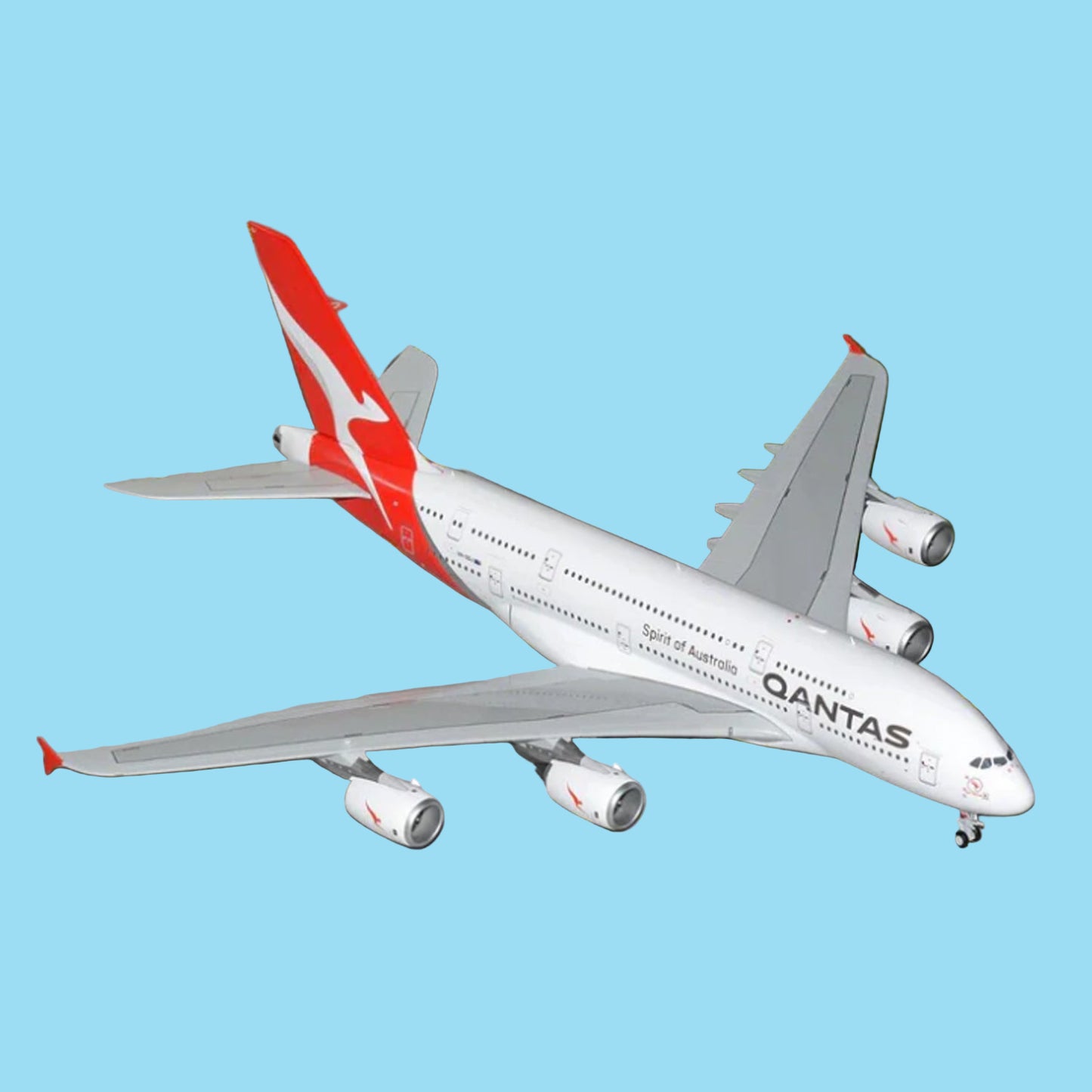 Command your display with this magnificent 1/200 scale A380 from Gemini Jets, featuring Qantas Airways' prestigious livery on aircraft VH-OQJ. This expertly crafted collectible celebrates the world's largest passenger airliner in the colours of Australia's iconic carrier, rendered with exceptional detail and authenticity. www.defenceqstore.com.au