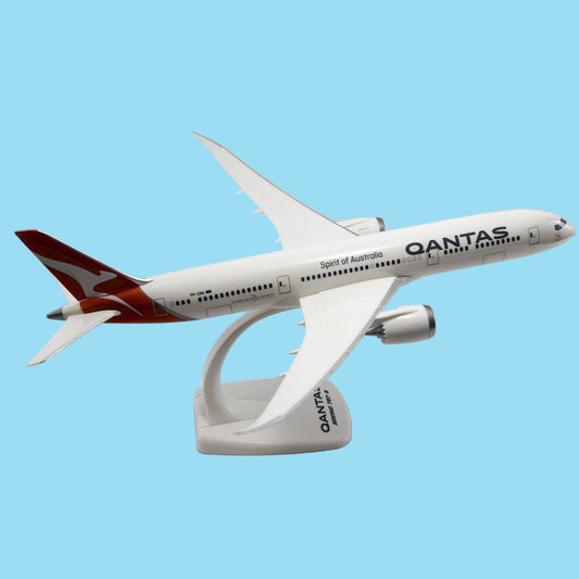 Showcase Qantas's modern identity with this striking 1/200 scale B787-9 from PPC, displaying the airline's contemporary new livery in all its glory. This meticulously detailed collectible honours the Boeing Dreamliner's revolutionary design and advanced capabilities while celebrating Qantas's visual evolution. www.defenceqstore.com.au