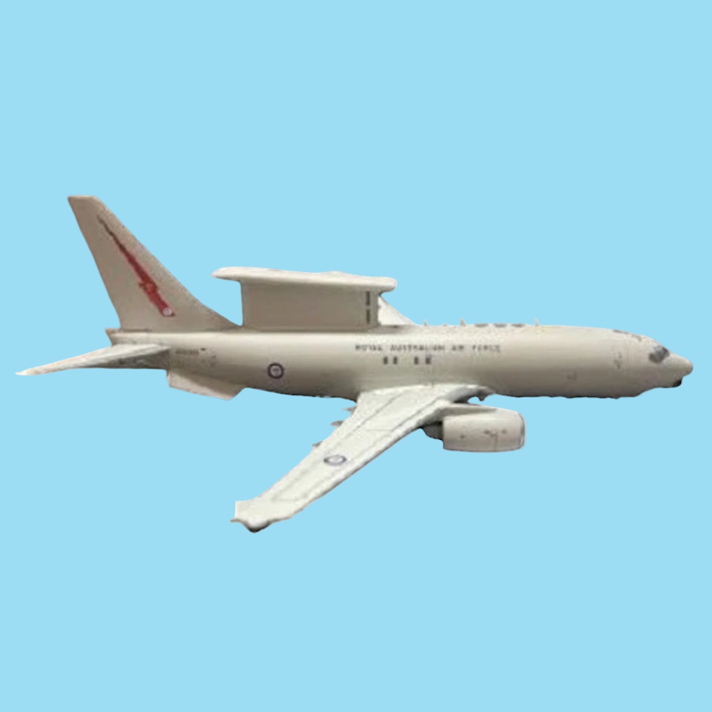 Showcase Australia's advanced airborne early warning capability with this impressive 1/200 scale E-7A Wedgetail from Gemini Jets, featuring RAAF aircraft A30-002. This meticulously detailed collectible celebrates the sophisticated surveillance platform that provides critical air defence and situational awareness for Australia's military operations. www.defenceqstore.com.au