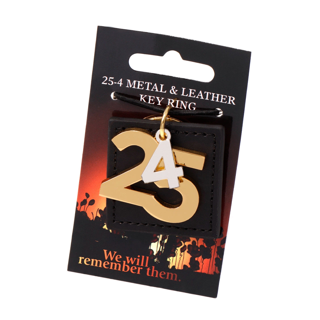 The 25 4 Metal & Leather Key Ring is a stylish and meaningful accessory inspired by the significance of Anzac Day in Australia. It features two separate metal charms elegantly suspended against a durable leather backing. www.defenceqstore.com.au