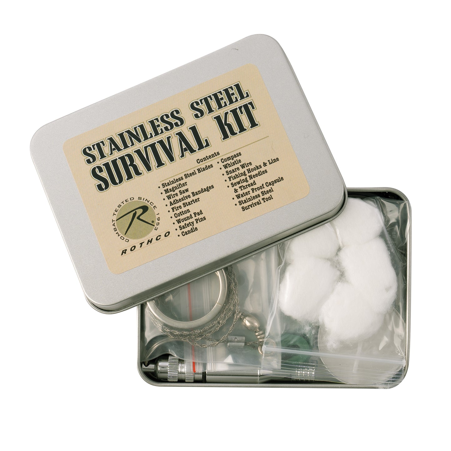 Rothco’s Pocket Size Survival Kit is an essential companion for any outdoor adventure or emergency situation, packed with crucial tools in a compact and portable tin. The kit includes everything you need to handle a wide range of survival tasks, from starting a fire with the magnesium fire starter to navigating with the built-in compass. www.defenceqstore.com.au