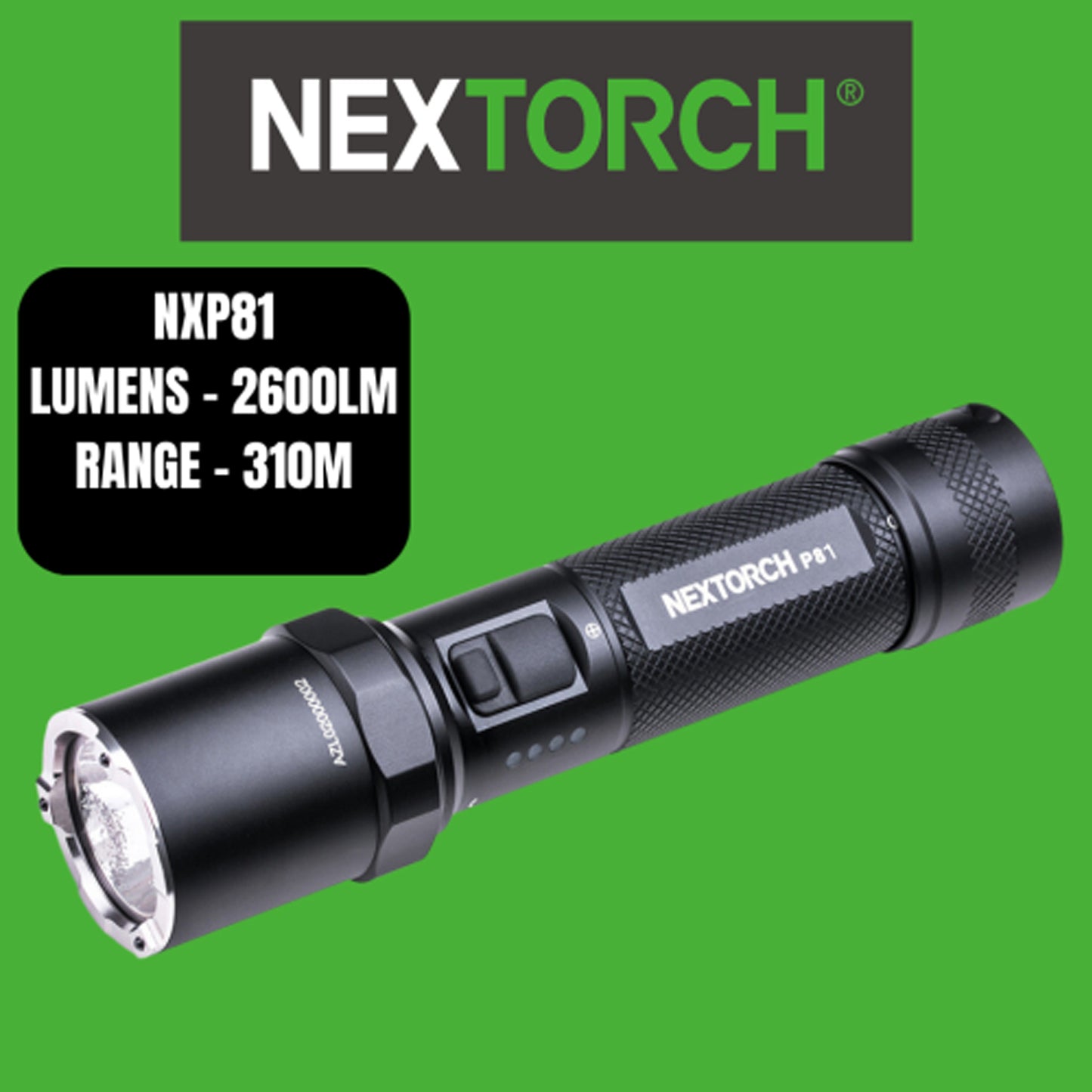 The NEXTORCH P81 impresses first and foremost with its simple operation, its powerful light output of 3000 ANSI lumens* and a high-quality rechargeable battery. www.defenceqstore.com.au