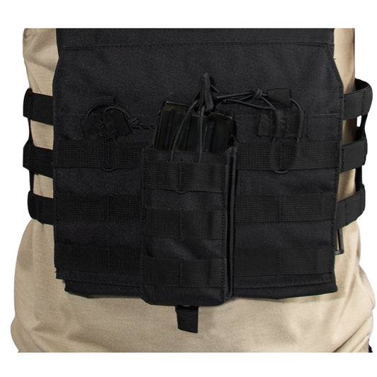 The MOLLE Open Top Single Mag Pouch fits most standard sized rifle magazines and features two MOLLE clips on the back for mounting on tactical vests. The tactical magazine pouch measures 3.75 inches X 5.5 inches X 1.25 inches. www.defenceqstore.com.au