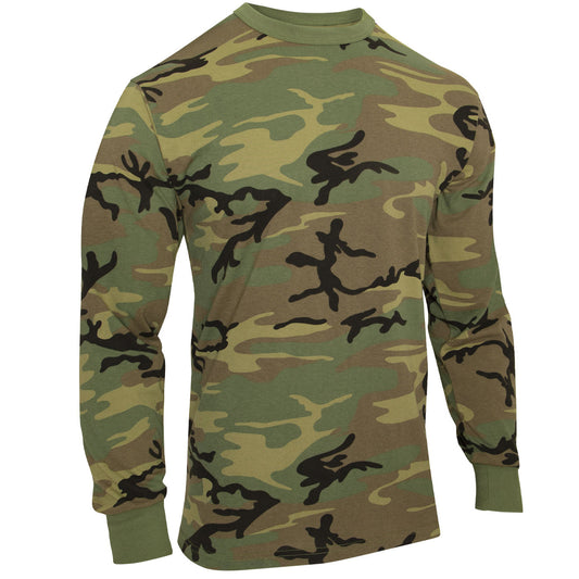 Relax in style with this long-sleeve version of our classic vintage tee. Soft cotton/polyester blend fabric keeps you warm and cozy for any occasion, while the camo pattern gives a laidback feel. Stylish and comfy — what more could you want? A timeless look that's timelessly comfortable. Upgrade your style with this cool, comfortable, Woodland Camo T-Shirt. www.defenceqstore.com.au