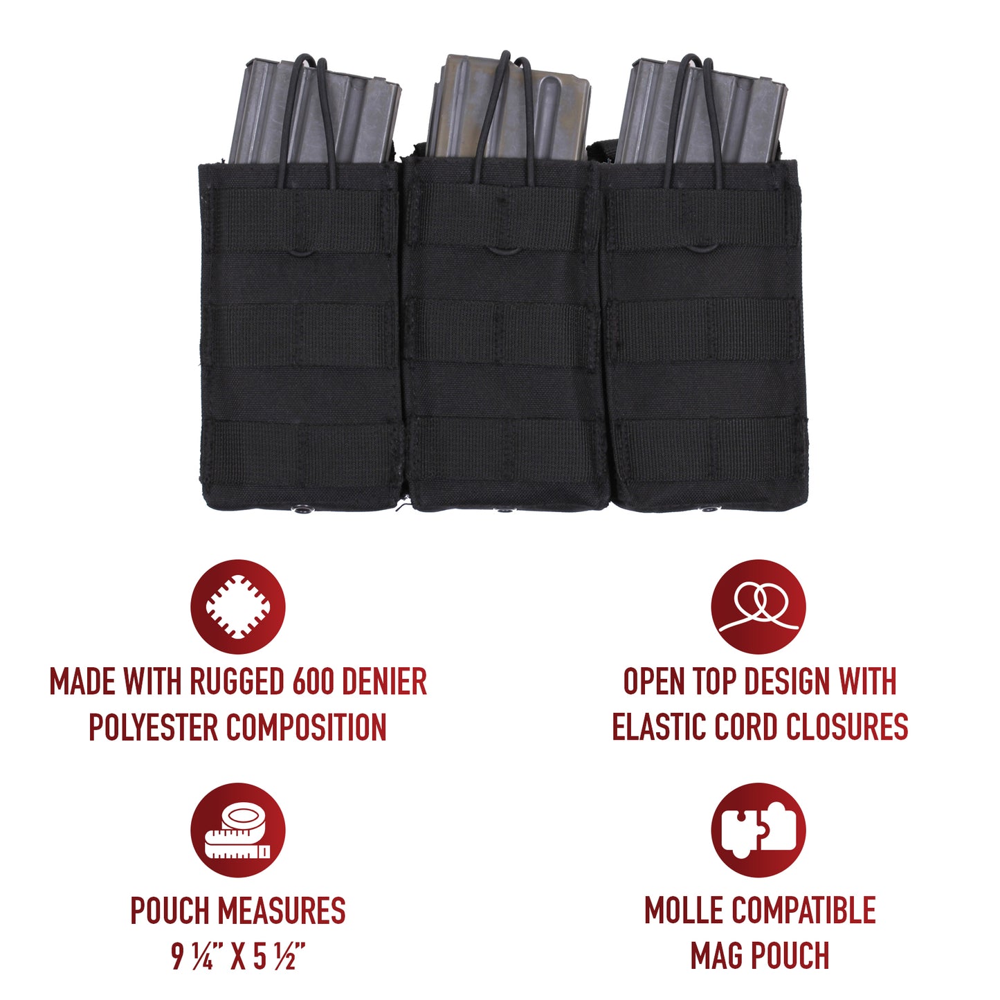 Elevate your tactical gear with the MOLLE Open Top Triple Mag Pouch, the ultimate solution for carrying extra rifle mags. Crafted for versatility and durability, this pouch seamlessly integrates with your MOLLE-compatible plate carrier vest, tactical pack, or any gear featuring a MOLLE panel. www.defenceqstore.com.au