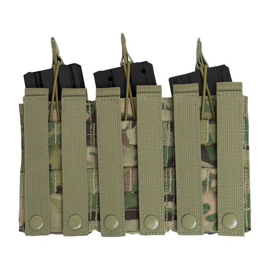 The open-top design with elastic cord closures enables rapid reloading during critical moments. Constructed from rugged 600 Denier polyester, this pouch withstands the rigors of outdoor environments and tactical operations, ensuring long-lasting performance. Its compact dimensions, measuring 9 ¼ inches X 5 ½ inches, provide high-capacity storage without adding unnecessary bulk. www.defenceqstore.com.au