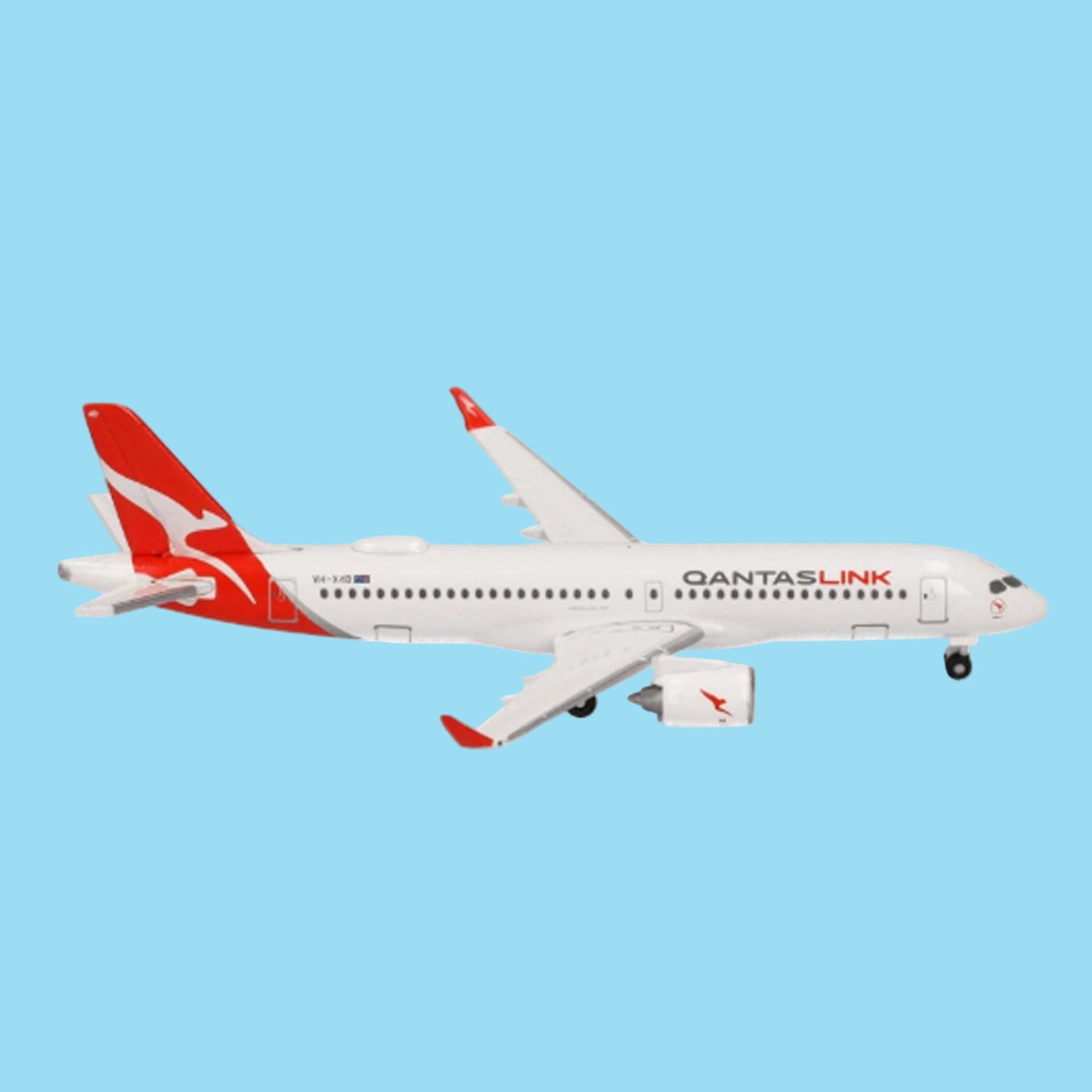 Bring Australia's iconic wildlife to your aviation collection with this delightful 1/200 scale Airbus A220-300 from Herpa, showcasing QantasLink's charming "Koala" livery on aircraft VH-X4B. www.defenceqstore.com.au