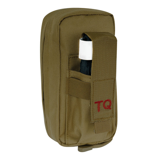 Fast Action First Aid Tourniquet Pouch is designed for rapid access to first-aid gear in situations where every second counts. The exterior pocket secures your tourniquet with a webbing flap featuring a hook and loop closure and elasticized polyester for a secure fit. The fast action pull tab allows easy one-handed access for self-use. www.defenceqstore.com.au