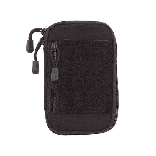 While mounted on a load bearing vest you can access your equipment easily through the top or unzip it fully for complete access and organising. It has a small zipped pocket on the side to keep your cards or smaller items separate and a Velcro loop and molle panel on the from to attach patches or small pouches. www.defenceqstore.com.au