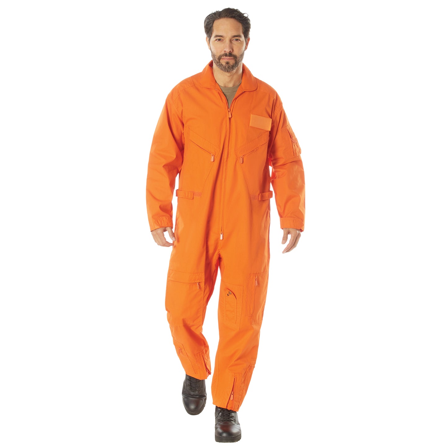 Take off and emulate classic Air Force style with Rothco’s Flightsuits.
4 Strategically Placed Zipper Closure Slash Pockets, Numerous Leg Pockets With Zipper Closure (One With Snap) And A Zippered Utility Pocket With Pen Holder Provide Ample Storage Space www.defenceqstore.com.au