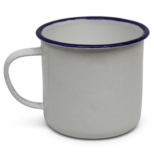 This 9cm enamel mug in classic white offers a high capacity of 570ml and stands 9cm high and wide. www.defenceqstore.com.au