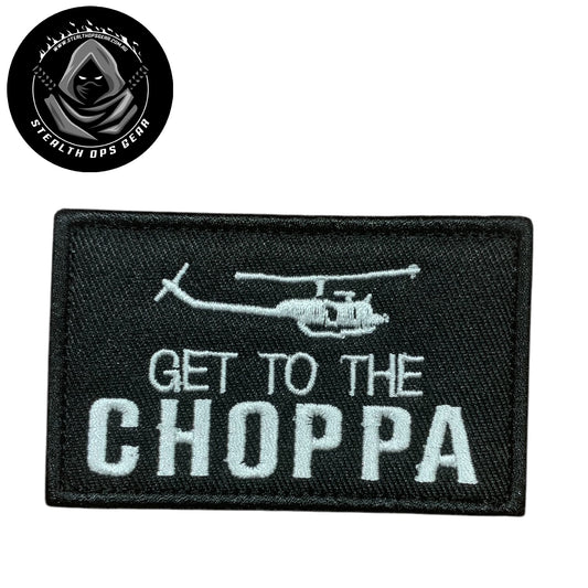 Unleash your creative side with the Get To The Choppa Embroidery Patch Hook & Loop. Measuring 8x5cm, this patch features a stunningly embroidered design and a secure hook & loop backing. A must-have for collectors looking for high-quality additions to their collection. www.defenceqstore.com.au