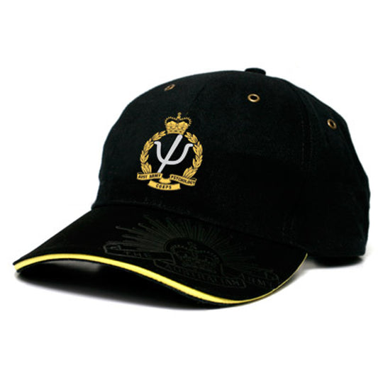 This quality heavy brushed cotton AA PSYCH cap is an ideal combination of stylish design and practicality. It features the AA PSYCH crest and Rising Sun Badge embroidered on the front peak and engraved on the strap buckle, making it a fashionable yet practical accessory. www.defenceqstore.com.au