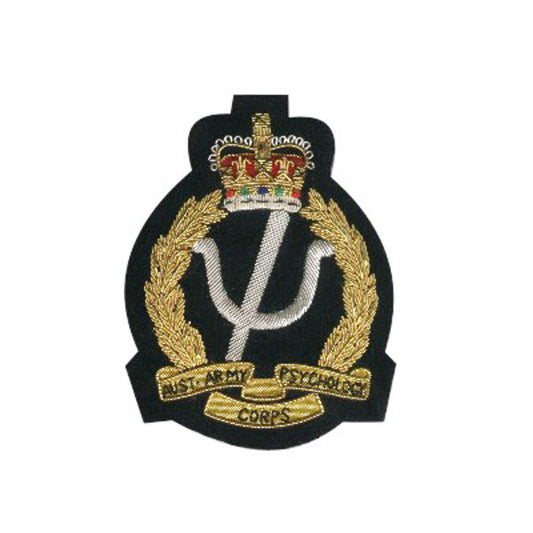 Introducing the exquisite AA PSYCH Bullion Pocket Badge - the perfect addition to any blazer, bag, or other stylish look. Boasting an approximate size of 80x80mm and three butterfly catches safely securing it in place, this badge will have you feeling proud of your accomplishments. www.defenceqstore.com.au