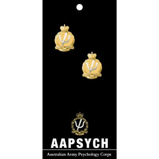 Show your pride and commitment with these sparkling Australian Army Psychology Corps (AA PSYCH) 20mm cuff links. With full colour enamel and gold plating, these gorgeous accessories will bring a touch of style to any work outfit or special occasion. www.defenceqstore.com.au