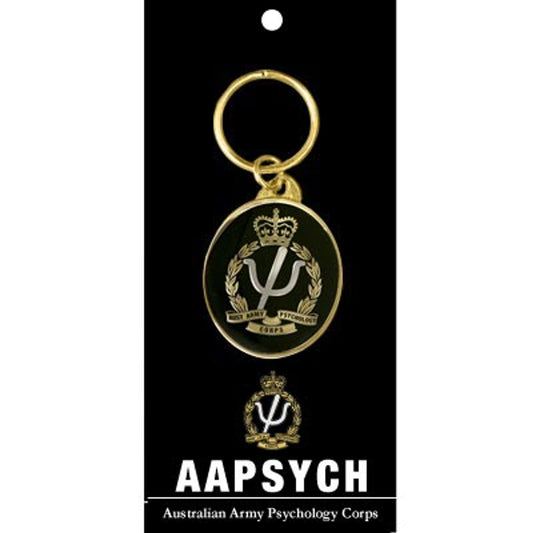 Show your pride with the Australian Army Psychology Corps (AA PSYCH) key ring! This 40mm, gold-plated, enameled treasure will keep your keys in order while sparking conversations. www.defenceqstore.com.au