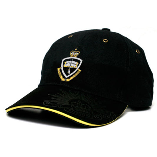 This ADFA cap is a standout style that's also incredibly practical! Crafted from quality heavy brushed cotton, it features the ADFA crest embroidered on the front and the Rising Sun Badge embossed on the peak and engraved on the strap buckle—a must-have accessory for any passionate fan. www.defenceqstore.com.au