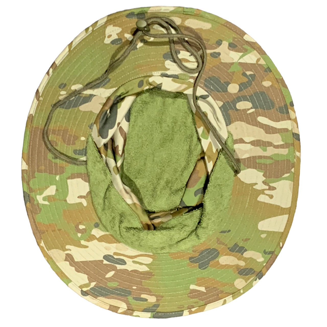 Experience the ultimate in style and functionality with the Army Australian Multicam Wide Brimmed Boonie Hat AMCU. Featuring a classic slouch hat design with a trendy 83 mm wide brim, this hat also includes a convenient cord chinstrap and cord lock www.defenceqstore.com.au inside view of towel