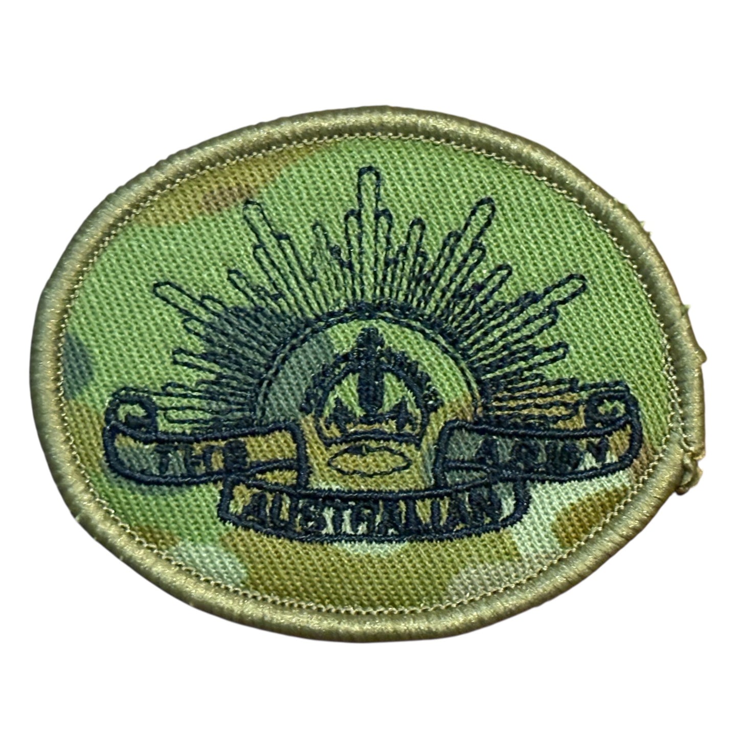 AMCU Kings Crown Australian Army Rising Sun Biscuit Shoulder Patch
Plain backed
6.5cmx4.7cm
Plain Backed for uniforms www.defenceqstore.com.au