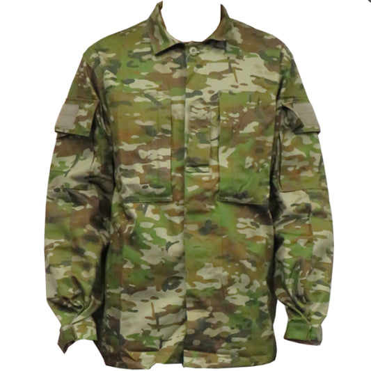 Built for demanding conditions, this TAS Long Sleeve Military Cadet shirt combines authentic Australian Army camouflage with practical performance features. The robust 70% cotton and 30% polyester blend delivers superior breathability without sacrificing durability, while the substantial 270GSM fabric stands up to rigorous wear. www.defenceqstore.com.au