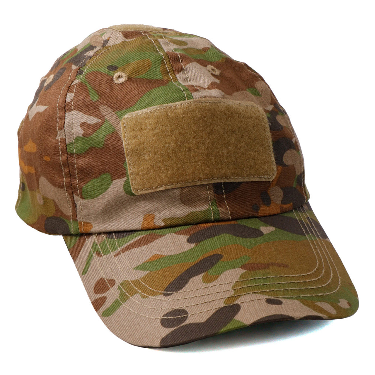 The AMCU Tactical Cap Velcro Stealth Ops Gear offers a stylish Australian Multicam pattern and an easily adjustable Velcro front. It's perfect for any setting, whether for tactical activities or casual wear, providing both versatility and comfort. Made with a durable blend of 65% polyester and 35% cotton, this cap is suitable for everyday wear and tactical use. Its dimensions make it a one size fits most design. www.defenceqstore.com.au
