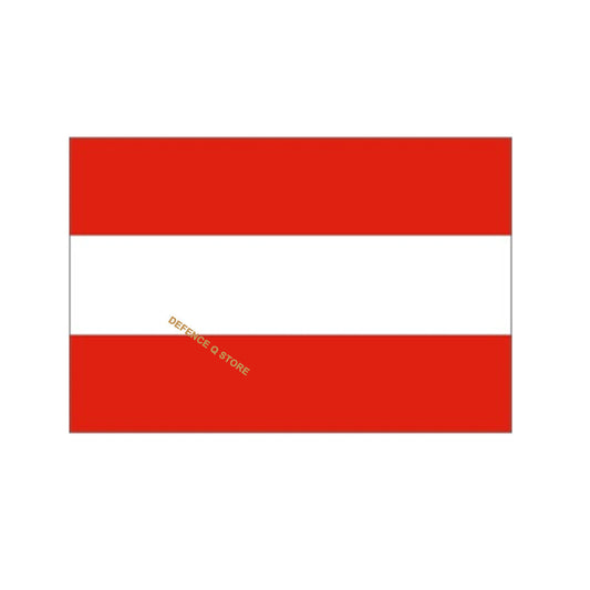 The Austrian Flag has been used since the Battle of Acre in 1191. According to legend, the white tunic of Leopold V of Babenberg, Duke of Austria, was so bloodstained that the only part which remained white was underneath his sword belt. This inspired the triband design of the Austrian flag with 3 horizontal stripes of red, white and red again. This flag was not used after unification with Nazi Germany in 1938, however reappeared when independence was restored in 1945. www.defenceqstore.com.au