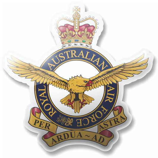 Show your pride with this vivid full colour print of the Royal Australian Air Force crest magnet! Keep your treasured memories and important reminders in sight with this eye-catching design!  Size: 96mm x 96mm www.defenceqstore.com.au