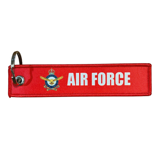 Keep your keys secure and add a touch of military pride with this authentic Air Force Key Tag. Featuring bold embroidered Air Force insignia and the iconic "Remove Before Flight" wording, it's a practical accessory that makes a statement. www.defenceqstore.com.au