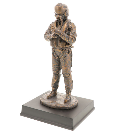 The limited edition RAAF Aviator Figurine is a stunning depiction of a Royal Australian Air Force aviator ready for flight. Crafted with meticulous attention to detail, this cold-cast bronze figurine captures the essence of the RAAF's expertise and dedication to maintaining Australia's air power. www.defenceqstore.com.au