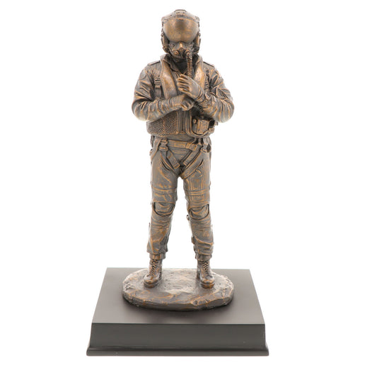 The limited edition RAAF Aviator Figurine is a stunning depiction of a Royal Australian Air Force aviator ready for flight. Crafted with meticulous attention to detail, this cold-cast bronze figurine captures the essence of the RAAF's expertise and dedication to maintaining Australia's air power. www.defenceqstore.com.au