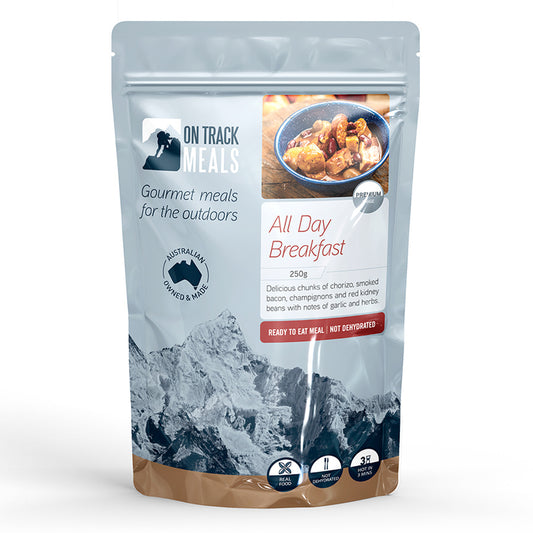What better way to start the day than with our All Day Breakfast!
Delicious chunks of chorizo, smoked bacon, champignons, potato and red kidney beans. Seasoned with garlic and herbs. www.defenceqstore.com.au