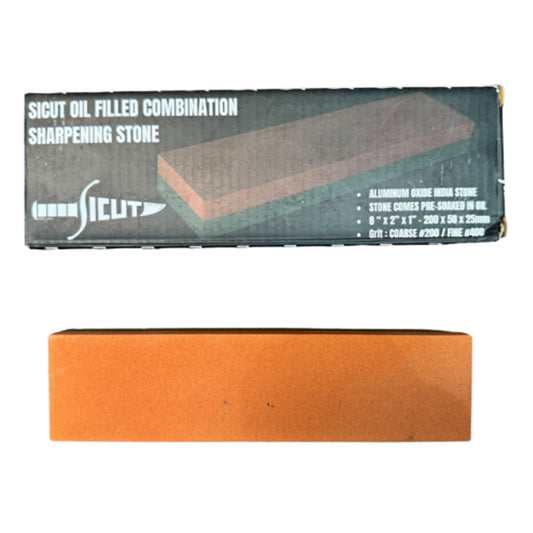 The Sicut 8″ x 2″ Aluminium Oxide Combination Grit Oil-Filled Sharpening Stone is crafted for superior sharpening performance. Made from Aluminium oxide, this stone is pre-filled with oil, reducing friction and preventing metal particles from clogging the surface. www.defenceqstore.com.au