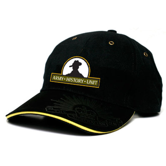 This stylish and practical Army History Unit cap will keep you cool while showing off the embroidered crest on the front, and the embossed and engraved Rising Sun Badge on the peak and strap buckle. www.defenceqstore.com.au