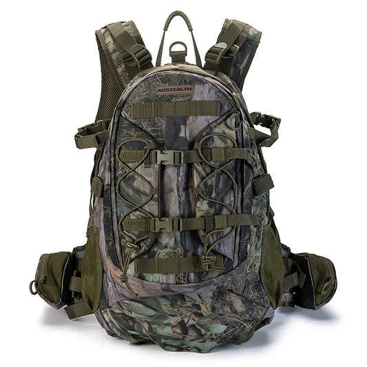 Experience the perfect blend of utility and style with the Austealth Native Camouflage 44L Stealth Backpack! Constructed from 400gsm Knit Fabric with PVC Coating, this backpack offers the ultimate in durability and protection. www.defenceqstore.com.au