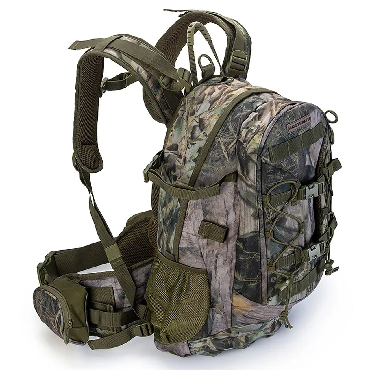 Experience the perfect blend of utility and style with the Austealth Native Camouflage 44L Stealth Backpack! Constructed from 400gsm Knit Fabric with PVC Coating, this backpack offers the ultimate in durability and protection. www.defenceqstore.com.au