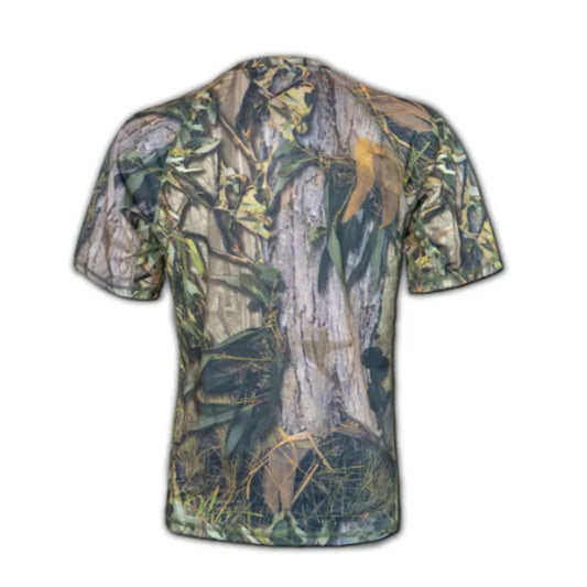 Know your style - the Austealth Native Camouflage T-Shirt is here for you up to 7XL! Enjoy the benefits of moisture-wicking fabrics that feel breathable and quick-dry, allowing an airflow that releases sweat while keeping you hygienic. www.defenceqstore.com.au back view
