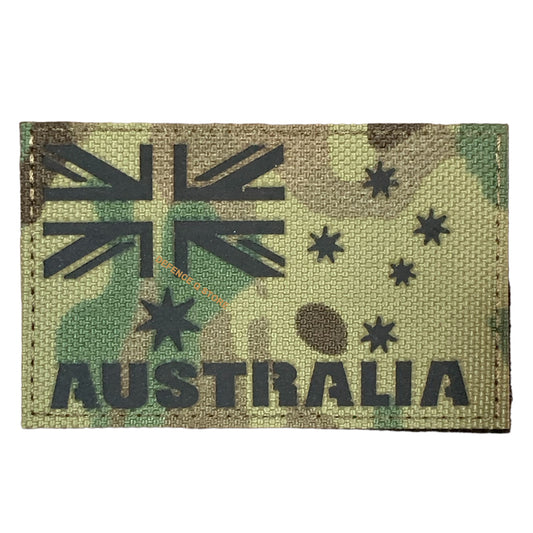 Enhance your outfit with the Australian National Flag Multicam Laser Cut Hook & Loop Patch. Measuring 5cm X 8cm, it adds a charming touch to your jacket, pack, or cap. Display your patriotic spirit in a stylish and compelling manner! www.moralepatches.com.au