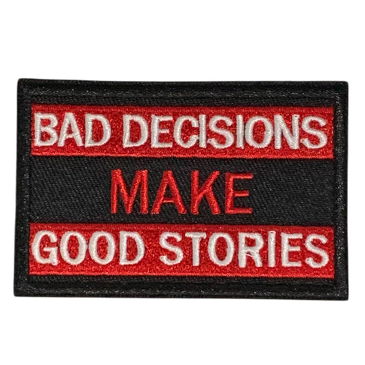 Add a bold statement to your gear with the Bad Decisions Make Good Stories Iron On Patch. Perfect for customizing jackets, shirts, jeans, hats, and more. Measuring 8x5cm, it’s an easy way to showcase your adventurous spirit and create conversation starters wherever you go. www.defenceqstore.com.au