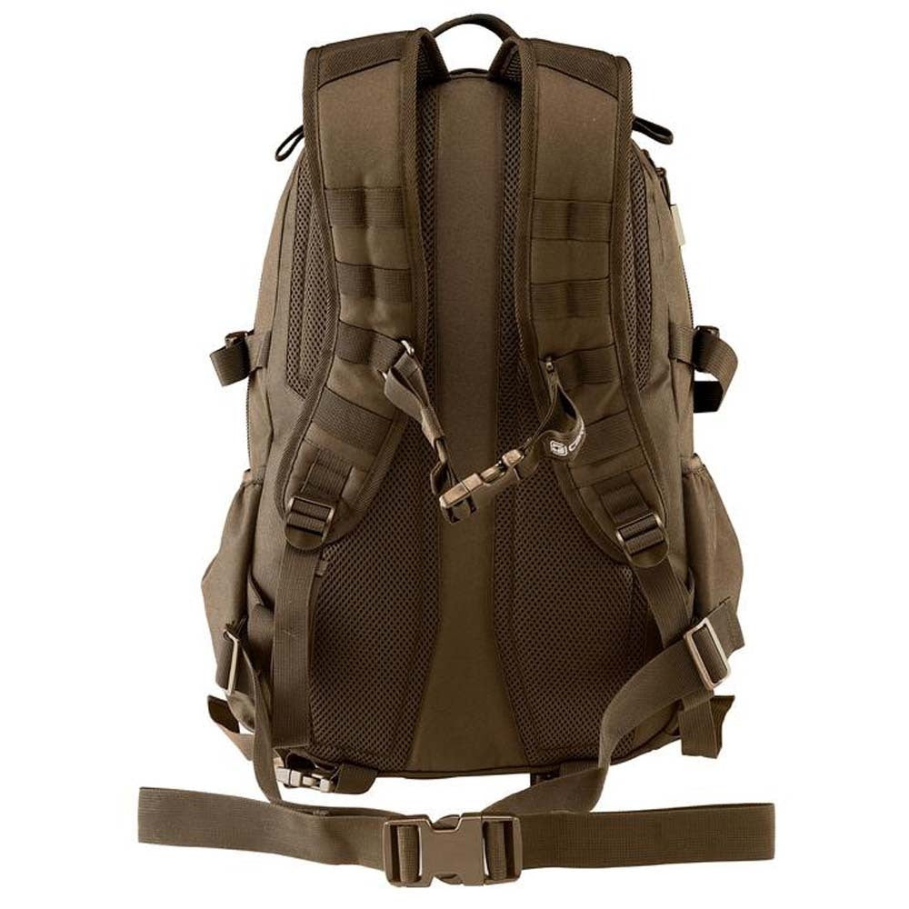 Volume: 35L/50 x 32 x 24cm Military inspired multi-compartment 35L daypack Action Back Extreme padded harness system Sternum strap & removable webbing hip belt for improved pack stability Hydration Ready – just add 2L or 3L reservoir Molle webbing attachment points Front panel HD laser cut lashing points HD webbing carry handle with hydration exit port Multiple internal storage pockets Side accessory/bottle pockets www.defenceqstore.com.au