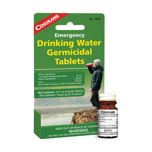For emergency disinfection of drinking water. When used as directed, the tablets make most water bacteriologically suitable for drinking (proven effectiveness against Giardia lamblia). www.defenceqstore.com.au