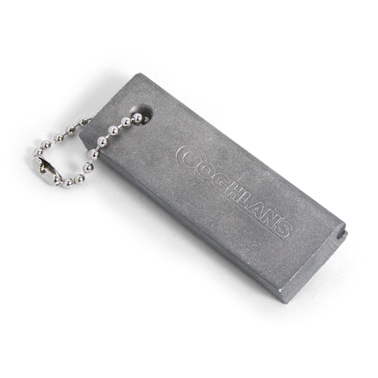 A must for every trip. The fire starter uses magnesium, which provides a flame source of 2982°C. It is easy to use, you simply use the back side of your knife to scrape magnesium shavings off the solid magnesium block into your tinder, and then ignite the shavings using the flint striker on the back. www.defenceqstore.com.au