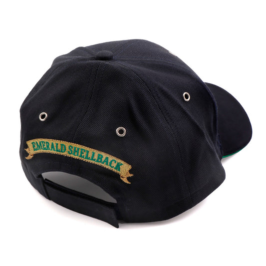 Embrace the legacy of ancient maritime traditions with the Crossing the Line Emerald Shellback Cap. This remarkable cap pays homage to the age-old custom of 'Crossing the Line' ceremonies, a practice deeply rooted in the lore of seafaring legends. www.defenceqstore.com.au