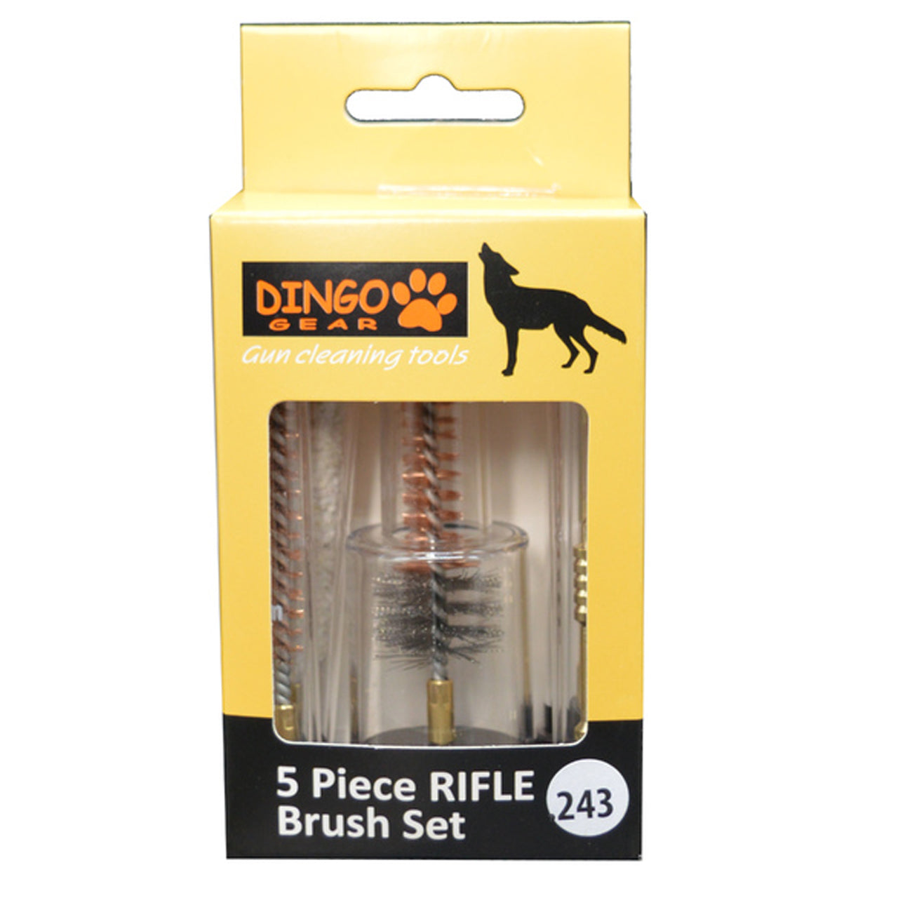 The Dingo Gear .243 calibre Rifle 5 piece Brush Set has the brushes you need. Each brush comes in its own plastic cylinder for safe and clean storage. www.defenceqstore.com.au